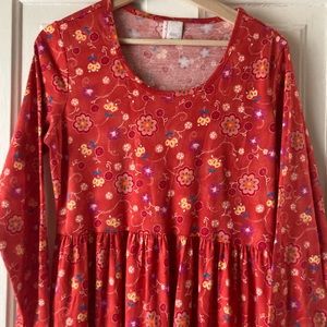 Hanna Anderson Red Floral Cotton Knit Dress